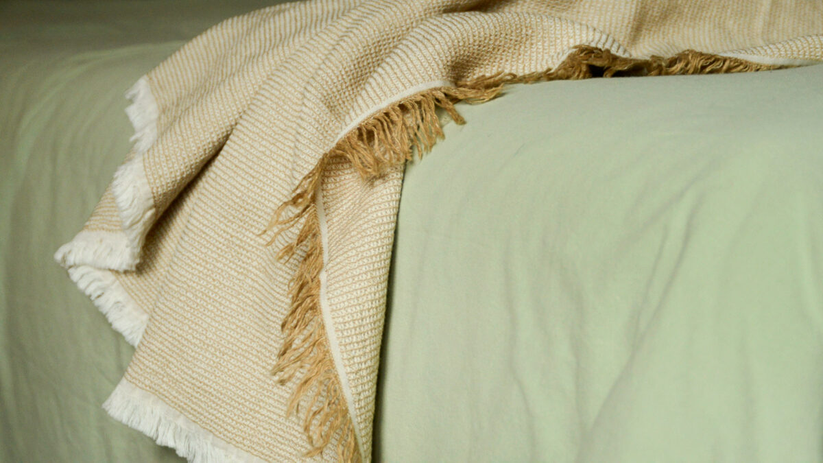 Organic Cotton Linen Throw Camel