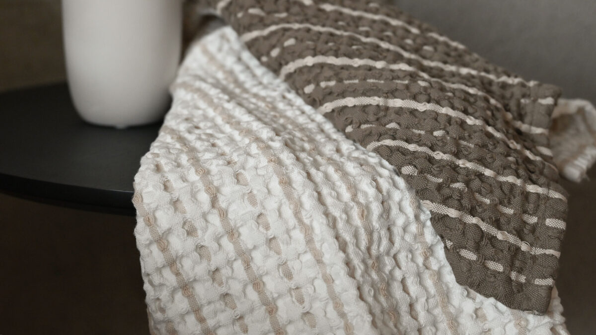 Organic Cotton Waffle Stripe Towels