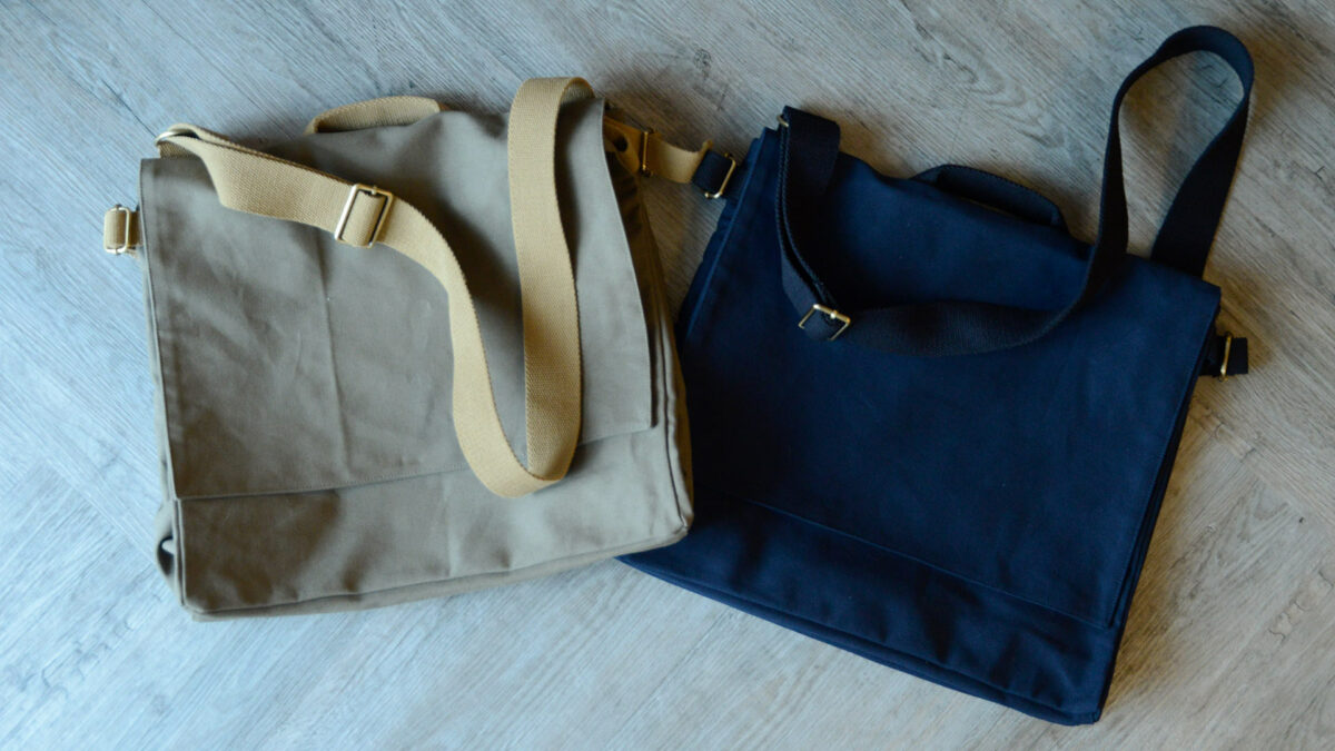 Oversized Satchel Bag Khaki Green and Deep Navy