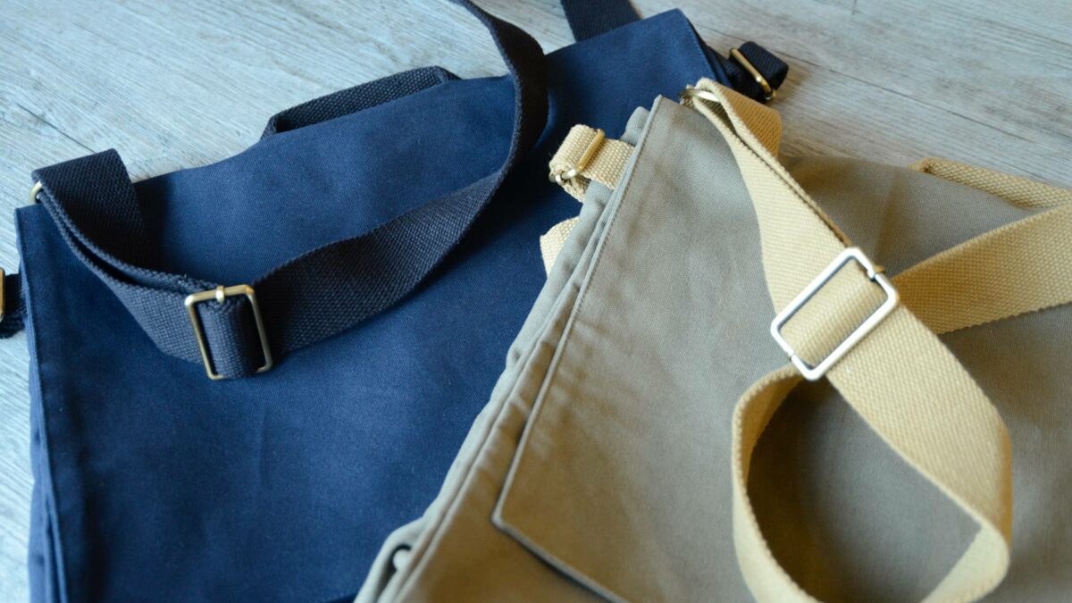 Oversized Satchel Bags Deep Navy and Khaki Green Strap Detail