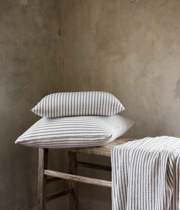 striped cotton rich blanket & cushions