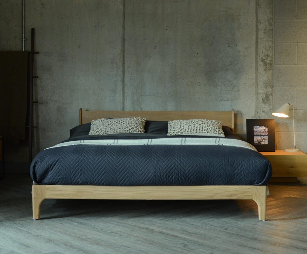 Retro design low Oak Pimlico Bed, available in a choice of woods