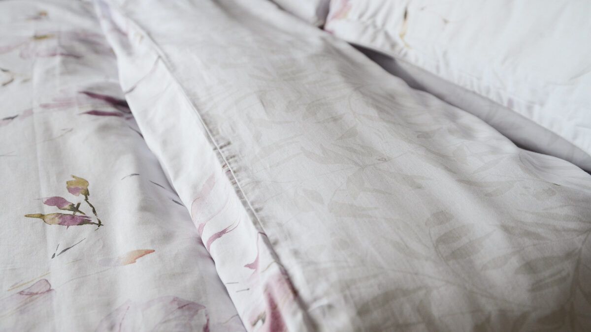 blossom print reversible duvet set shown in detail