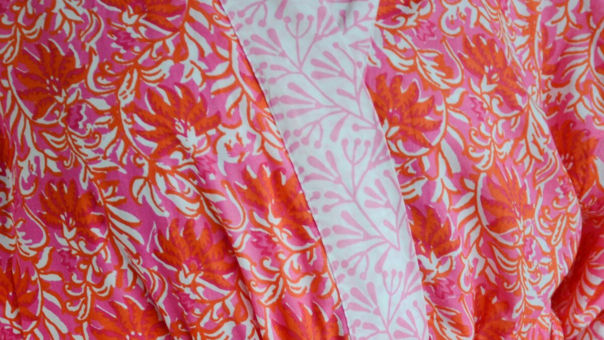 Pink Orange Floral Robe Pattern Closeup