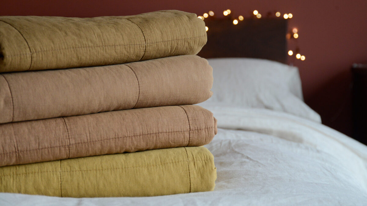 Plain Soft Quilted Throws T to B Old Gold Caramel Tan Mustard