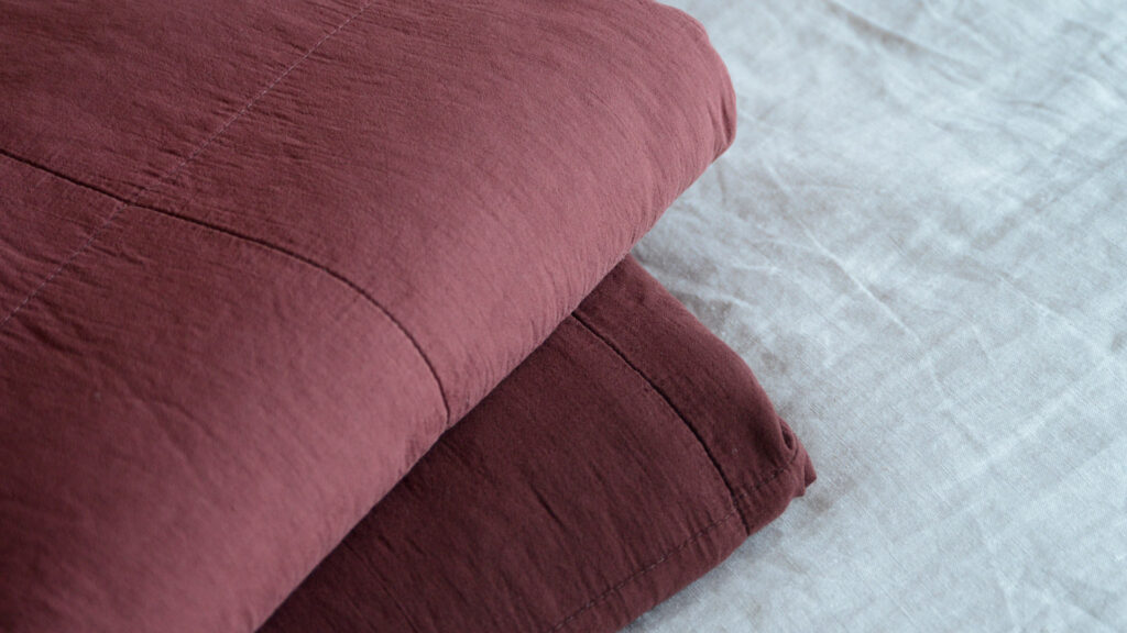 Plain Soft Quilted Throws Top Red Ochre Bottom Merlot
