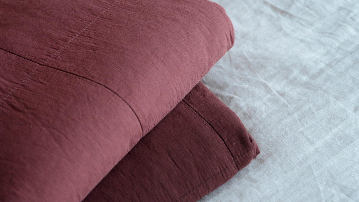 Plain Soft Quilted Throws Top Red Ochre Bottom Merlot
