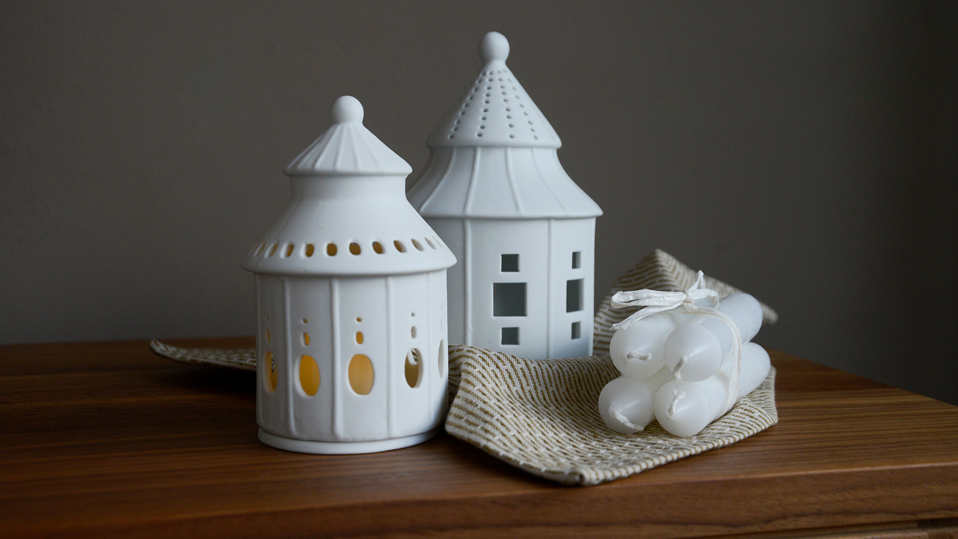 Porcelain Christmas Candle Holders