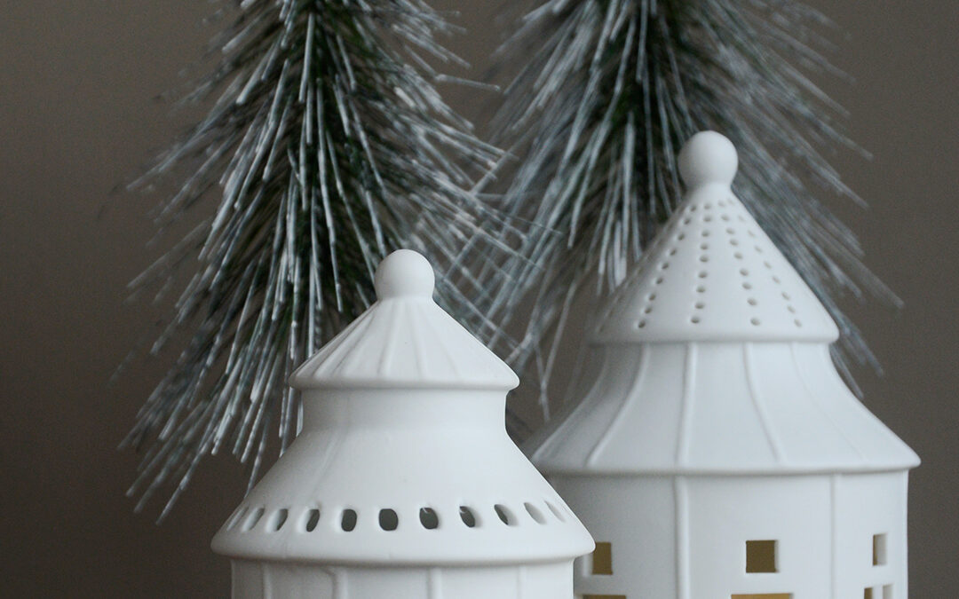 Christmas Tea Light Holders - White Porcelain