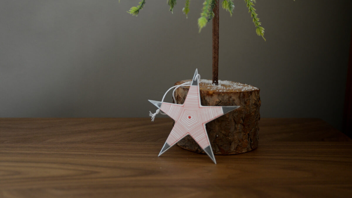 Porcelain Star Christmas Decorations Red Stripe Star
