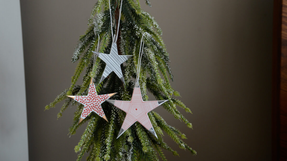 Porcelain Star Christmas Decorations on tree