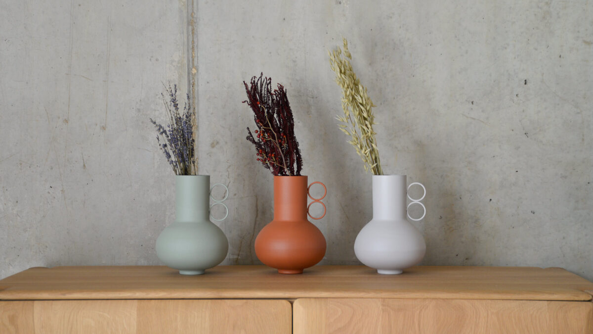 Powder Coated Metal Vases - 3 Colours