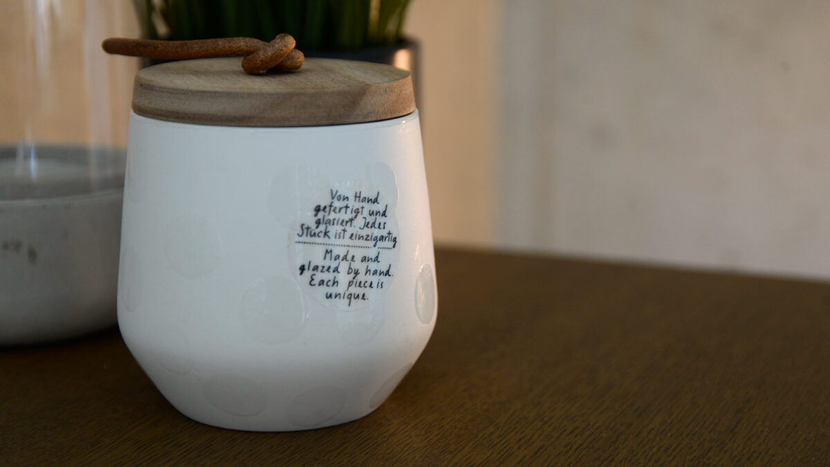 Rader Jar with Wooden Lid Message Handmade