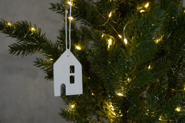 white porcelain house xmas tree decoration