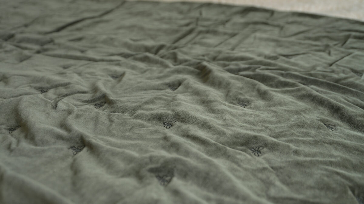 Raine Humble Bee Velvet Throw Olive Green Close Up 2