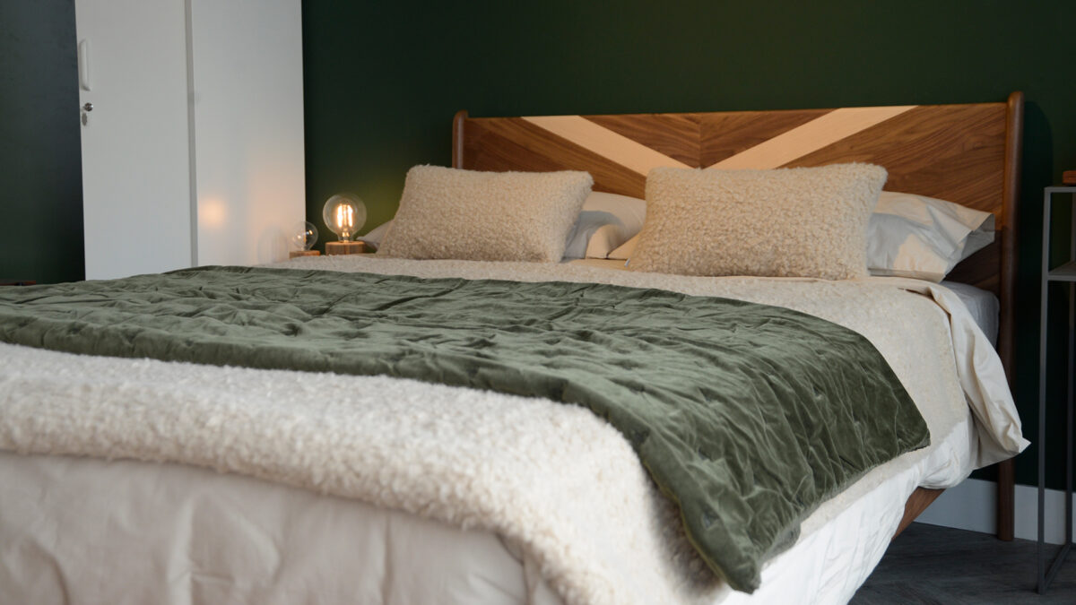 Raine Humble Bee Velvet Throw Olive Green Half Spread 2