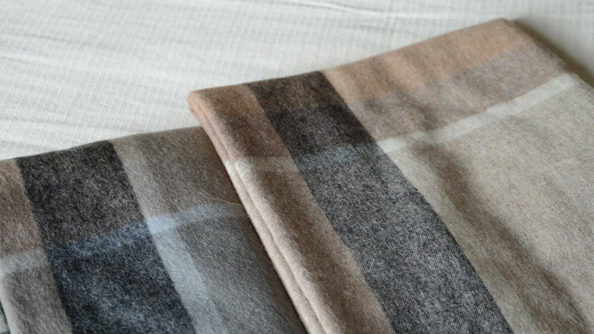 Recycled Alpaca Wool Throws in grey and beige colours