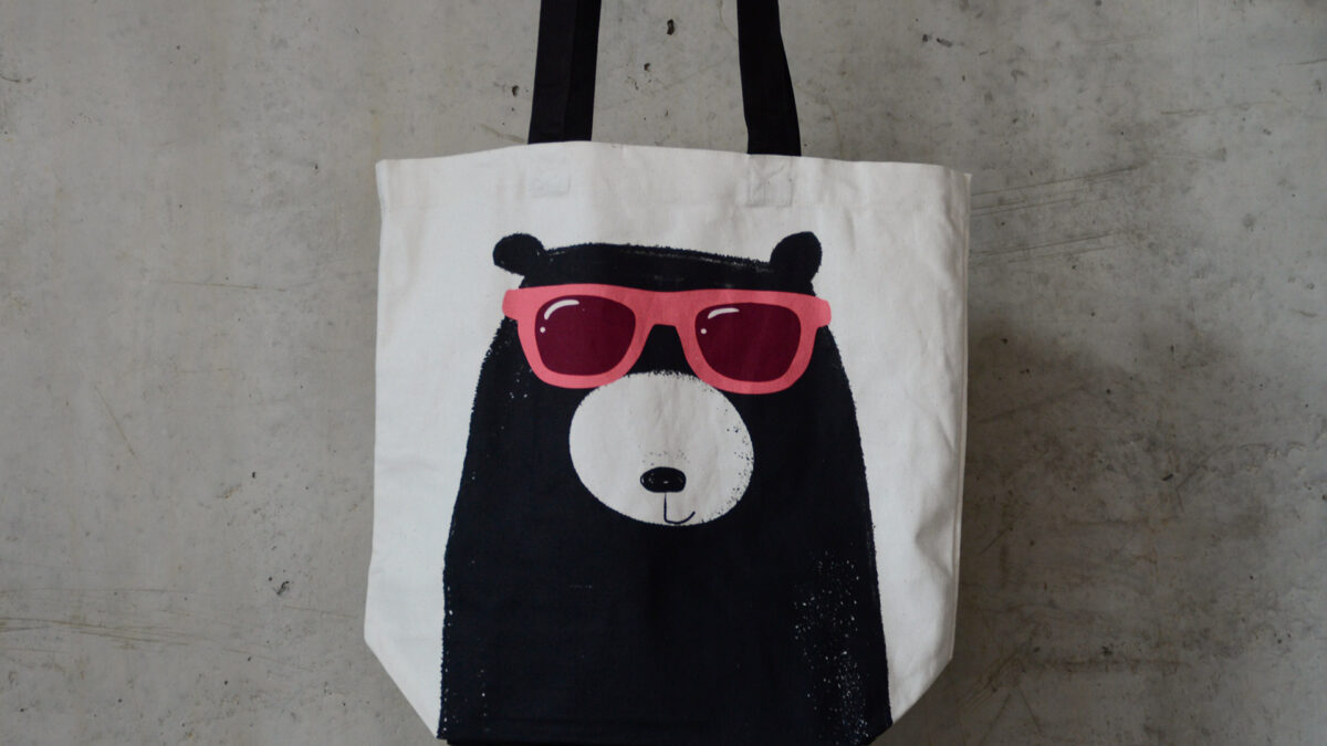 Recycled Cotton Tote Bags Bear Print