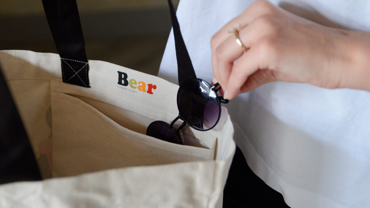 Recycled Cotton Tote Bags Bear with Sunglasses