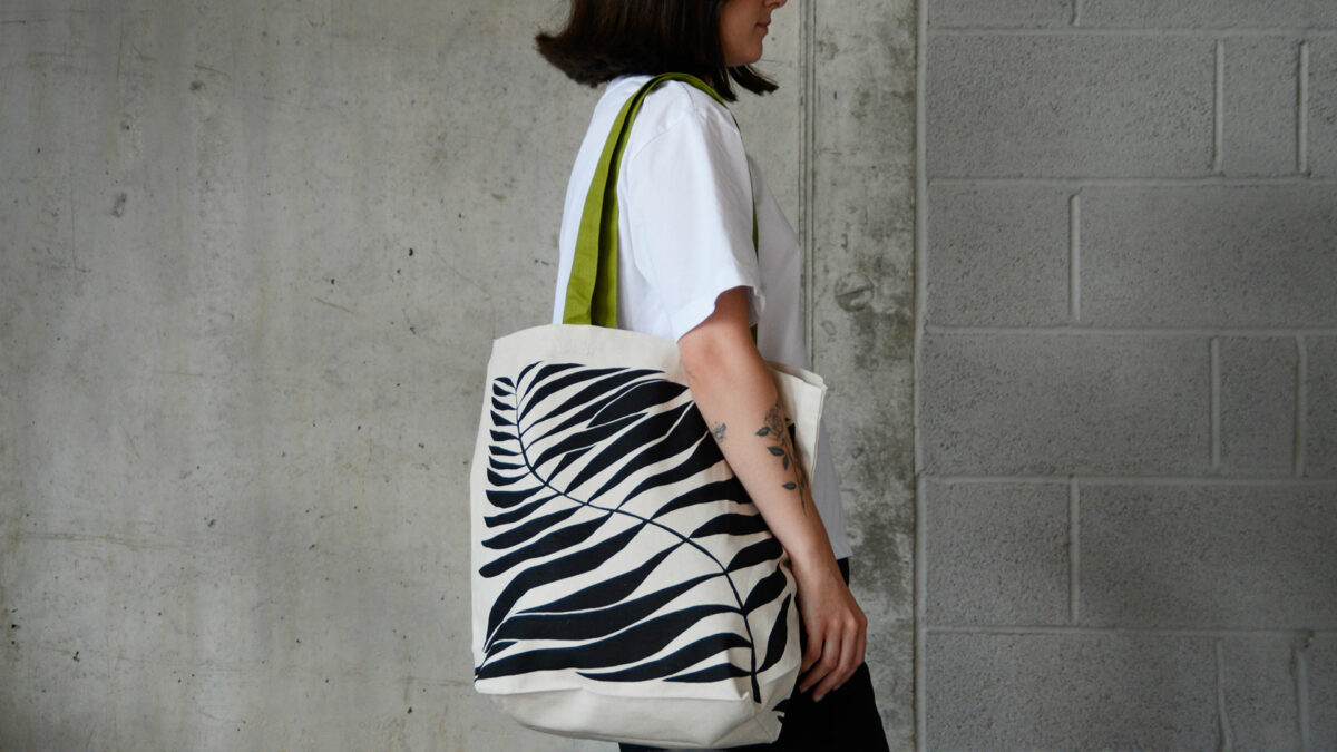 Recycled Cotton Tote Bags Leaf Print
