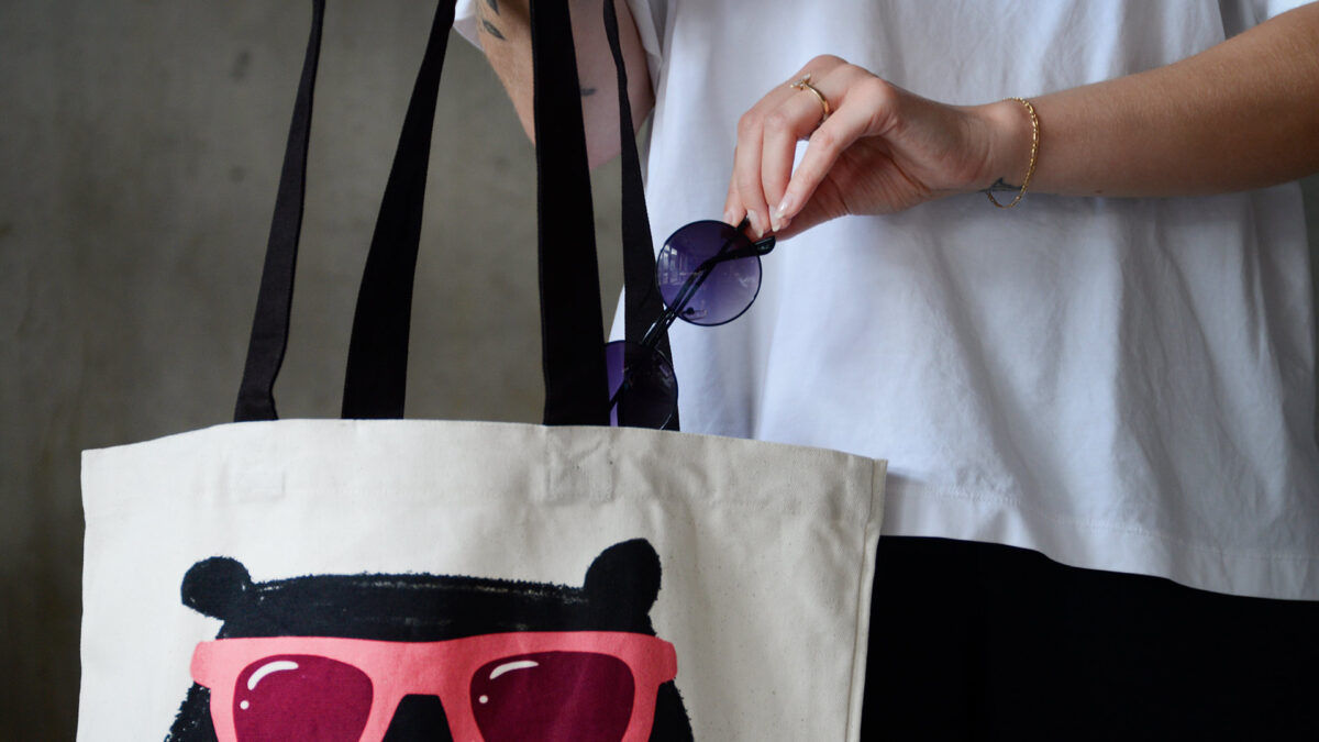 Recycled Cotton Tote Bags Sunglasses in Bag