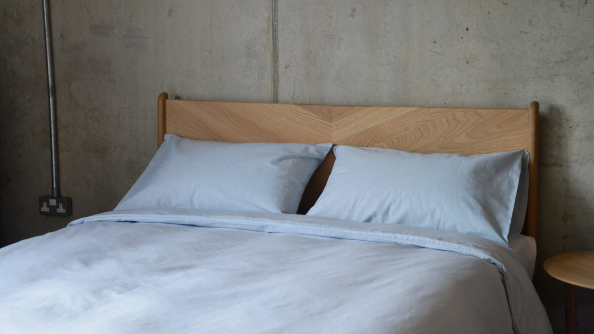 pale blue duvet set made from recycled denim fibres