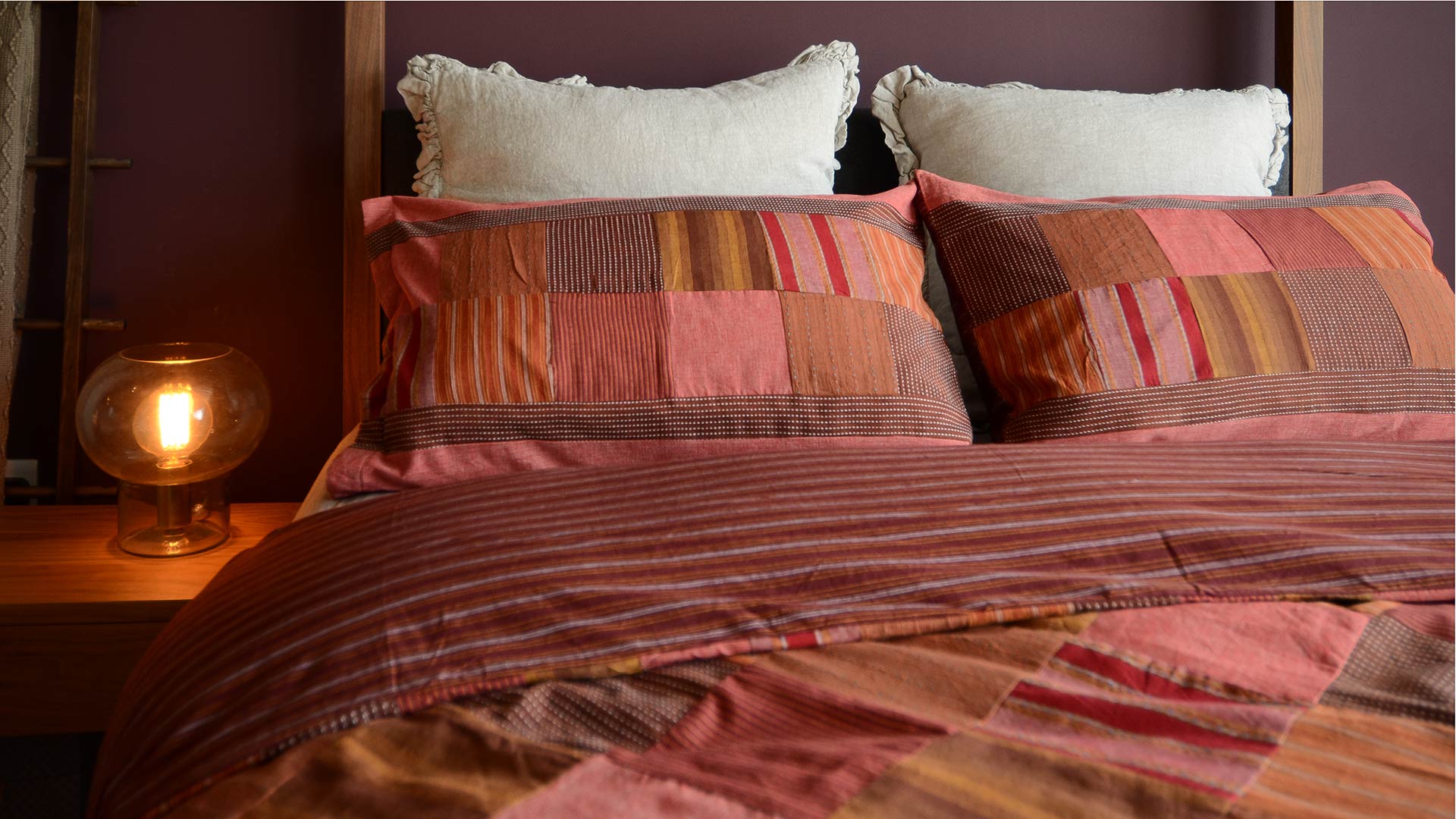 Red Madras Check Patchwork Duvet Cover Natural Bed Company