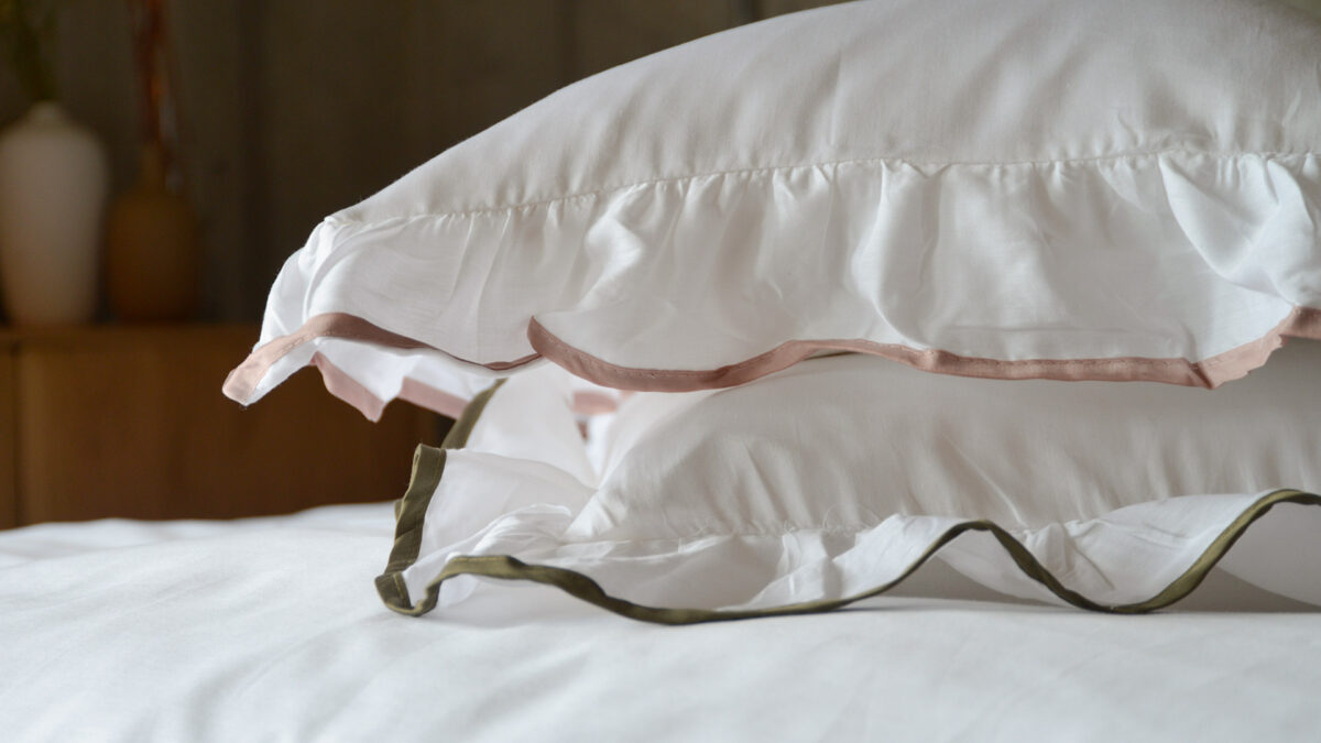 Ruffle Edge Bedding - Olive or Blush