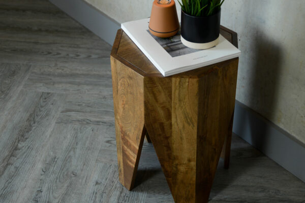 Octagonal rustic wooden side table