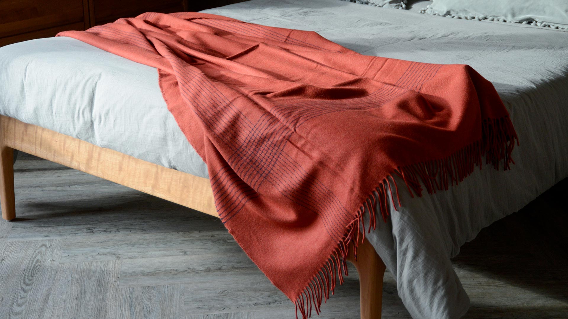 Rusty Red Cashmere & Lambswool Throw Natural Bed Company