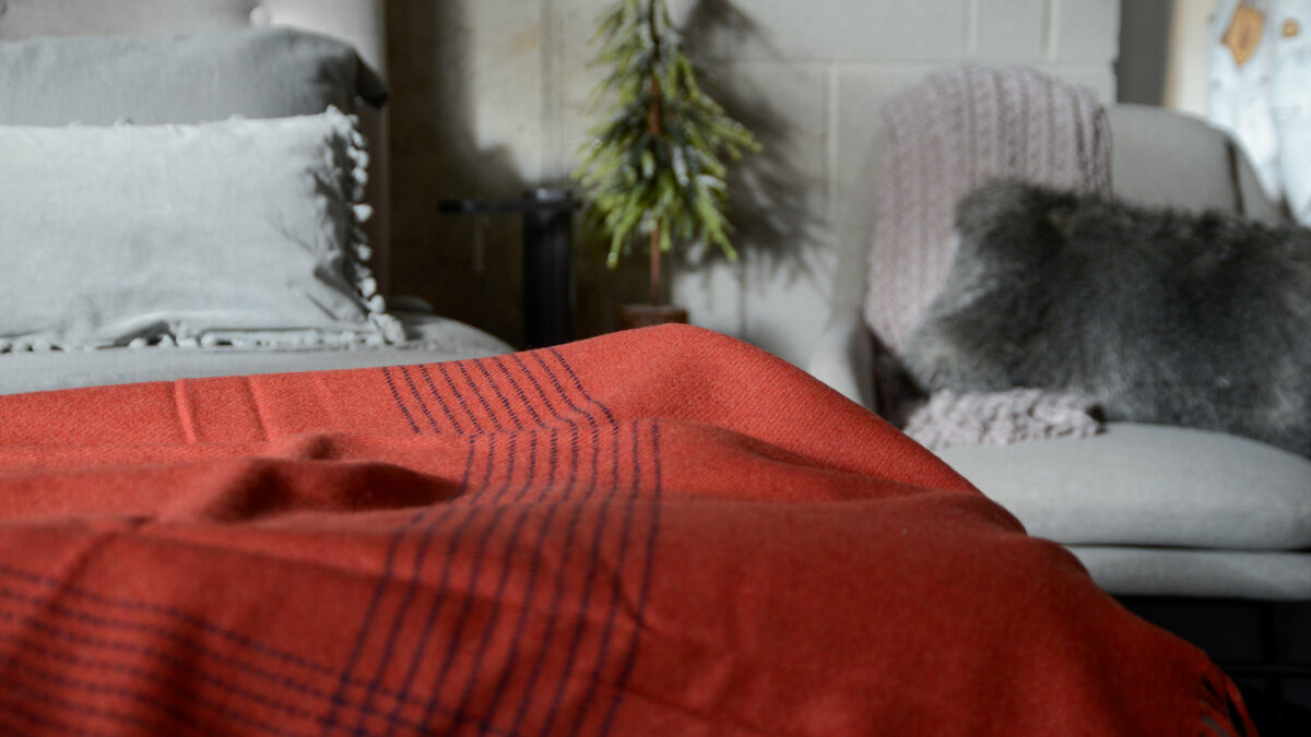 Rusty Red McNutt Throw with Christmas Tree