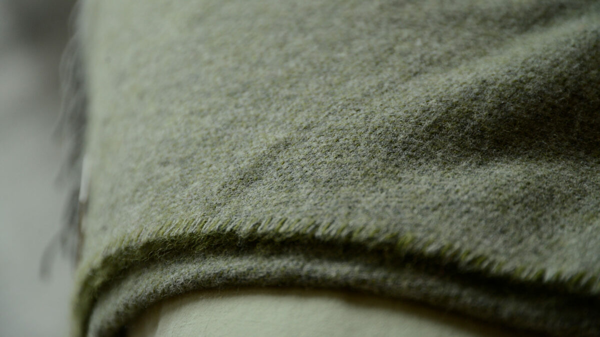 Sage Marl Wool Throw Texture Closeup