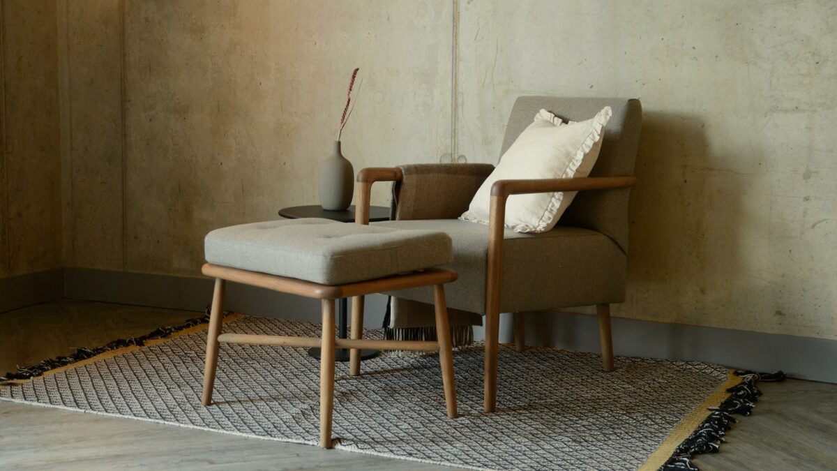 Shoreditch Armchair with Footstool in Roomset
