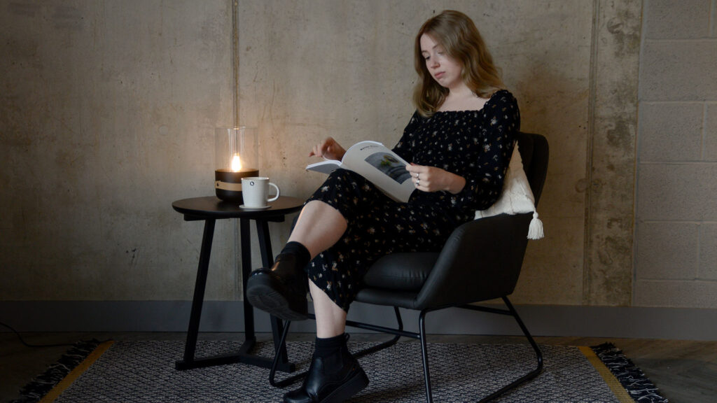 Sled Base Armchair Charcoal with model 2