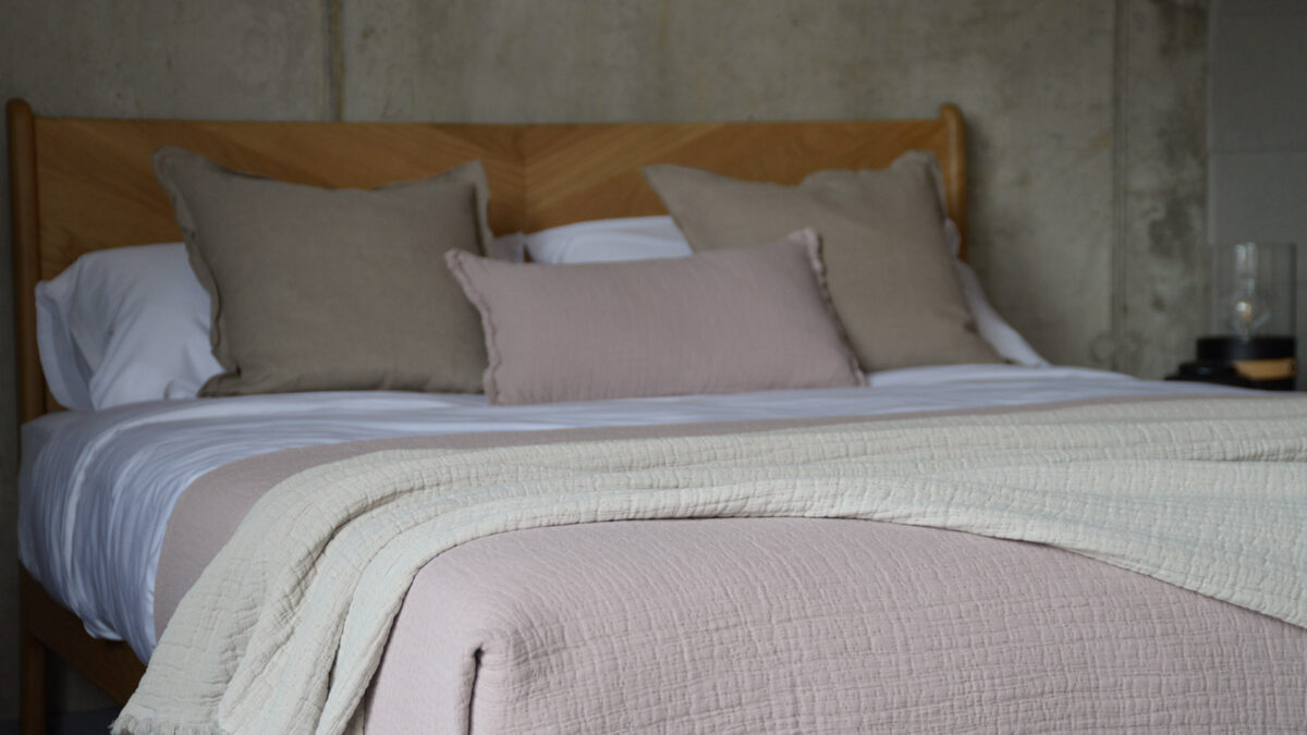 Stone With Blush Pink Throw
