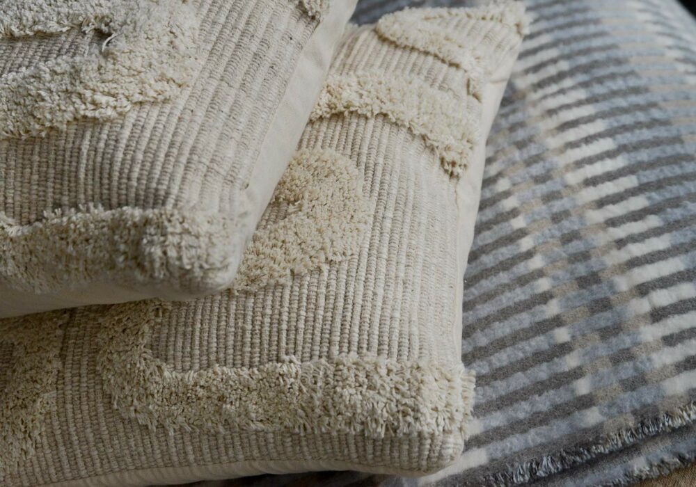 Textured Ecru Patterned Cushions Natural Bed Company