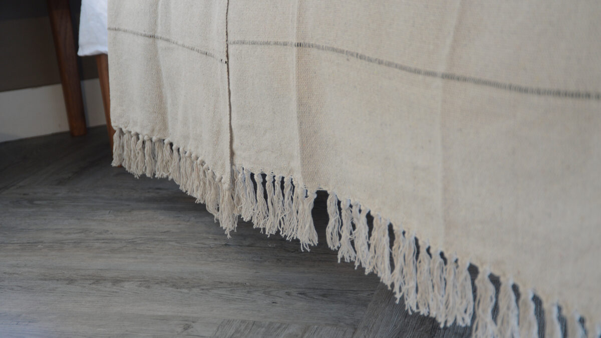 Textured Stripe Fringed Bedspreads Stone Tassels
