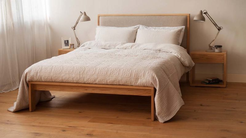 The Shetland wooden Bed Frame - customise your bed with fabric and wood of your choice