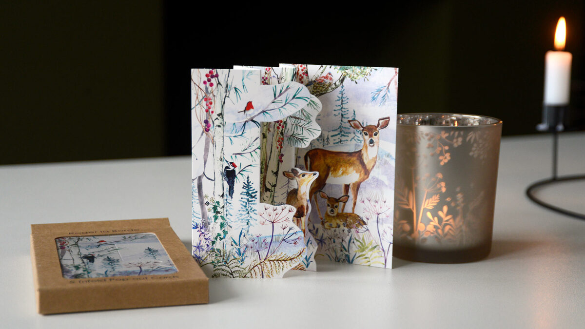 Trifold card snowy deer