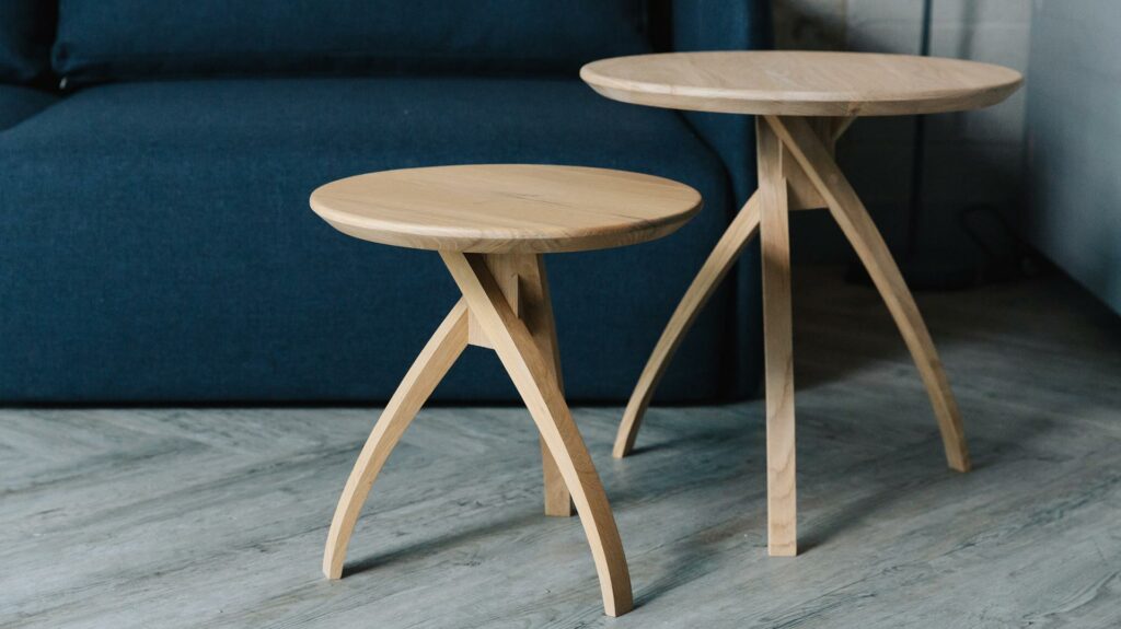 oak twist leg side tables in two heights