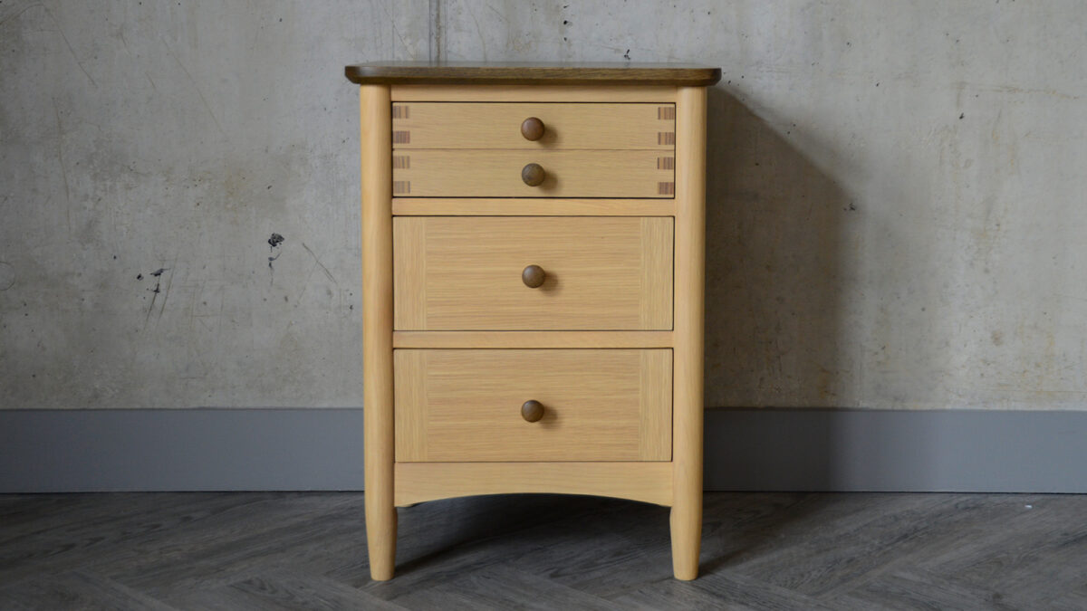 Two Tone 3 drawer bedside unit front