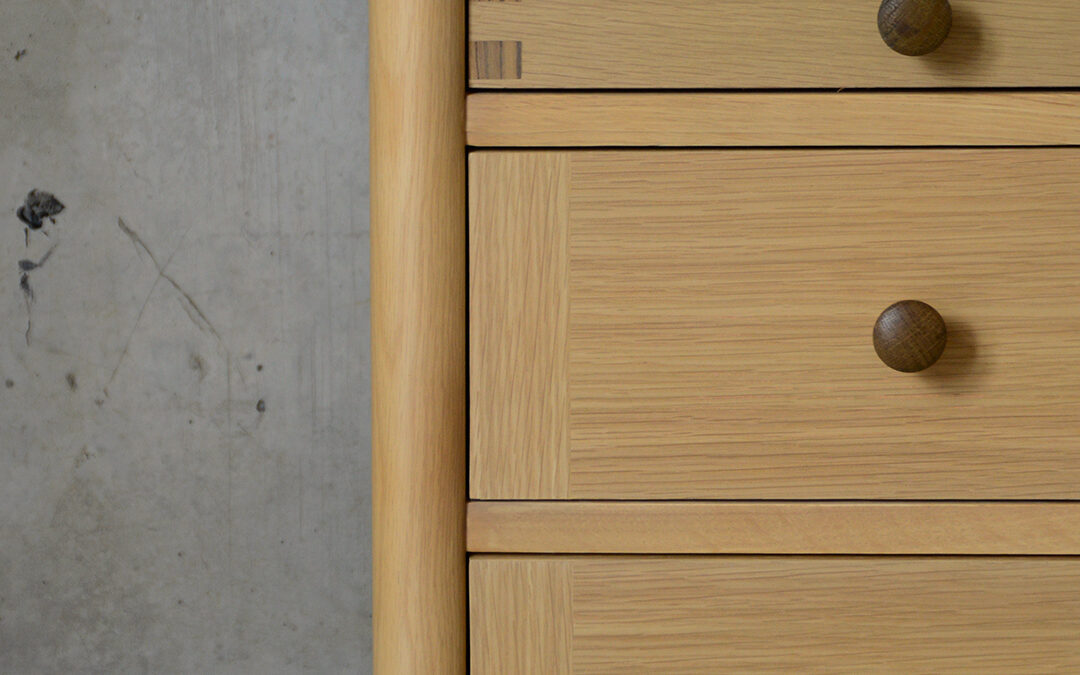 Two Tone 3 drawer bedside unit handles front PORTRAIT