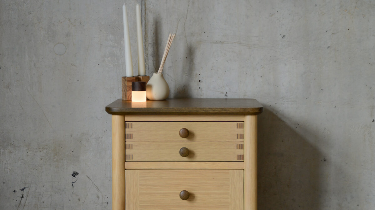 Two Tone 3 drawer bedside unit top