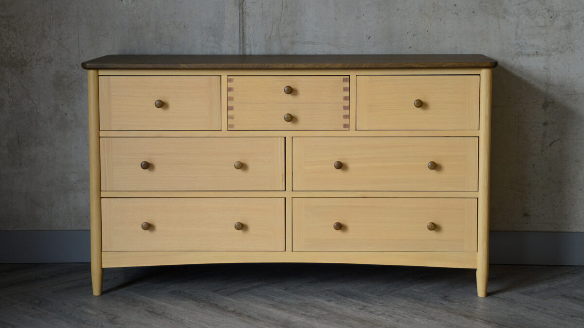 Two Tone Wide Unit 6 drawer chest front