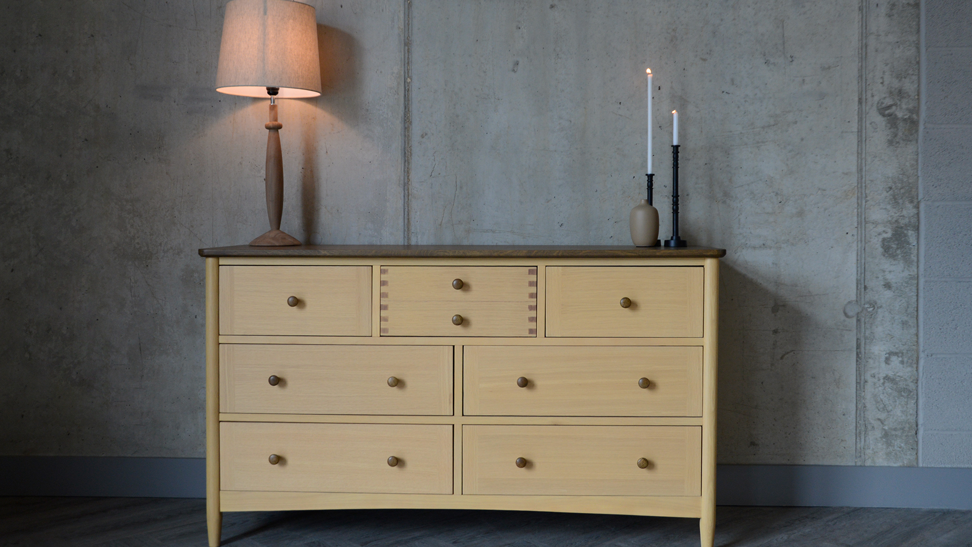 Two Tone Wide Chest of Drawers