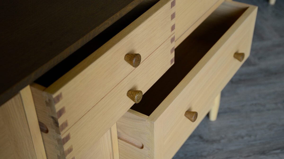 Two Tone Wide Unit 6 drawer open drawers