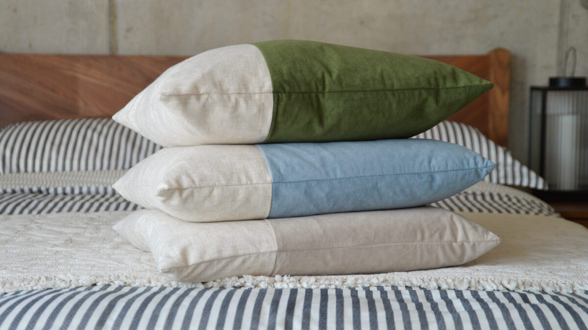 Velvet Colour Block Cushions - 3 Colours
