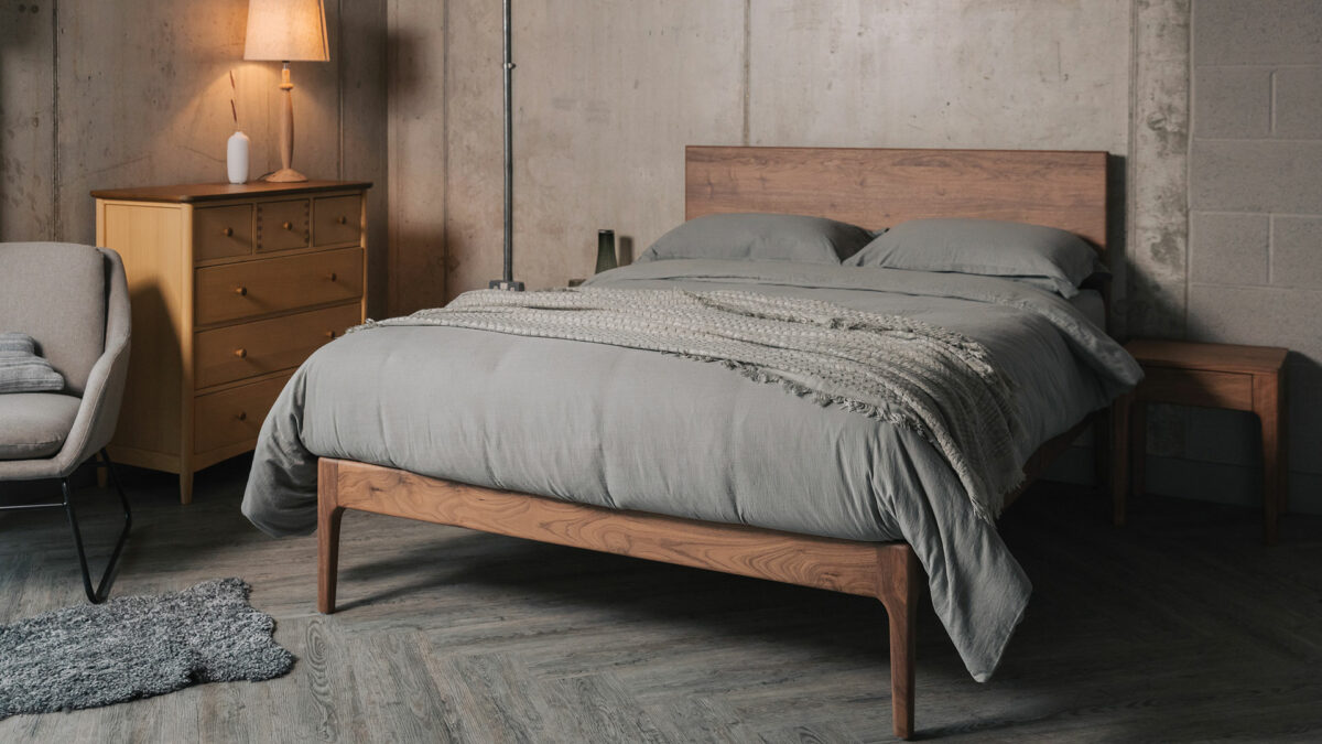 Hand crafted in Sheffield our walnut wood Chiswick bed