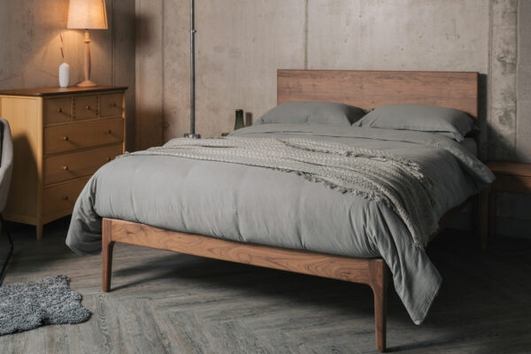 Hand crafted in Sheffield our walnut wood Chiswick bed