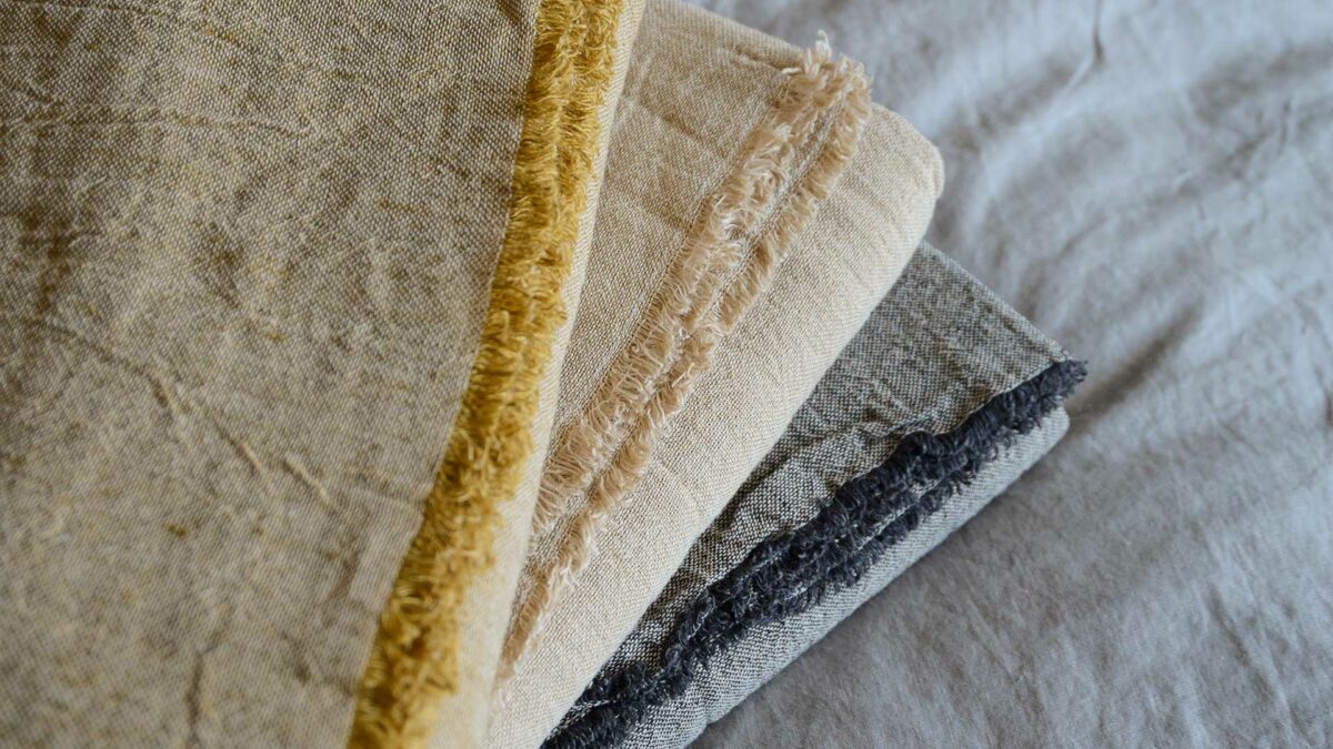 cotton and line blend throws stack